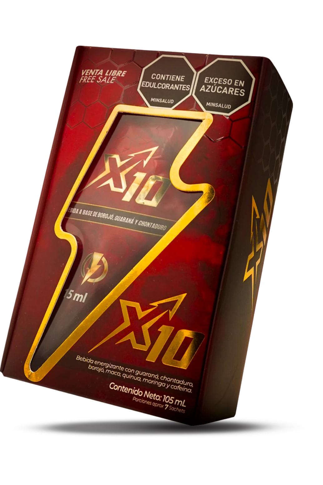 Caja de sachets del energizante X10